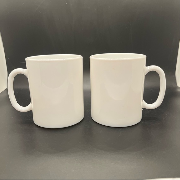 Vintage 1970s Mikk Glass White Coffee Cups - Set of 2 made in France - Picture 1 of 11